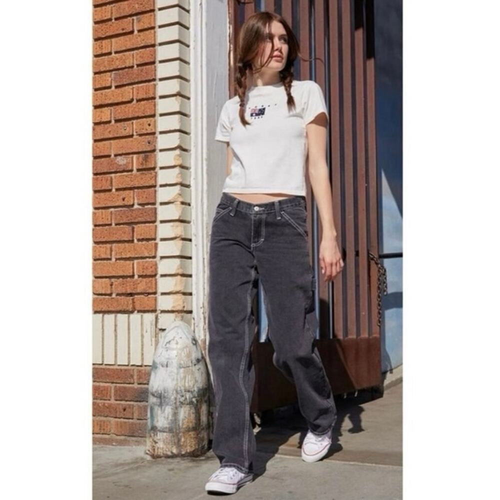 Brandy Melville J. Galt Black Carpenter Pants Size Small Utility Wide Leg Jeans